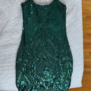 Lucy in the Sky Green Sequin Sleeveless Dress